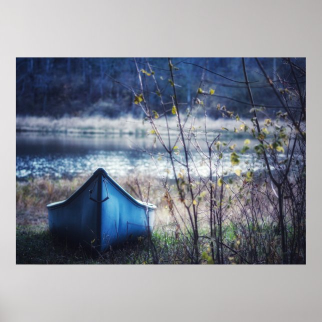 Poster Fotografia da Natureza Outonal Canoa Azul (Frente)