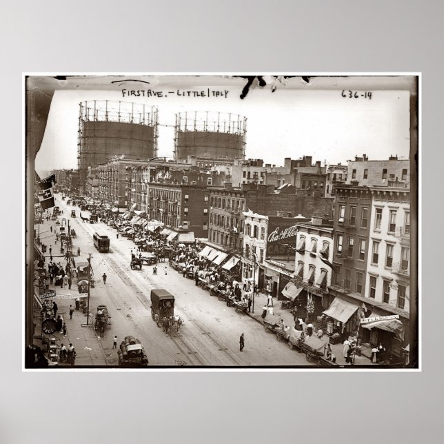 Póster Fotografia da Pequena Itália em NYC (1908) (Frente)
