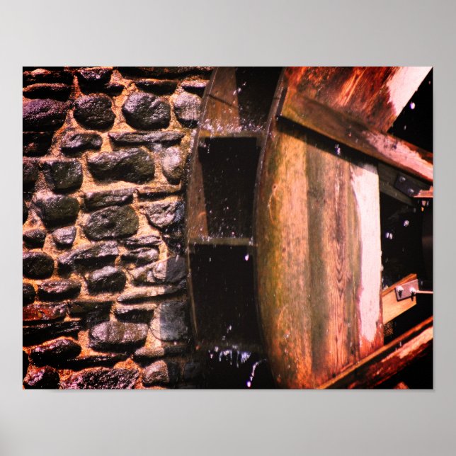 Poster Fotografia da Roda de Água de Madeira (Frente)