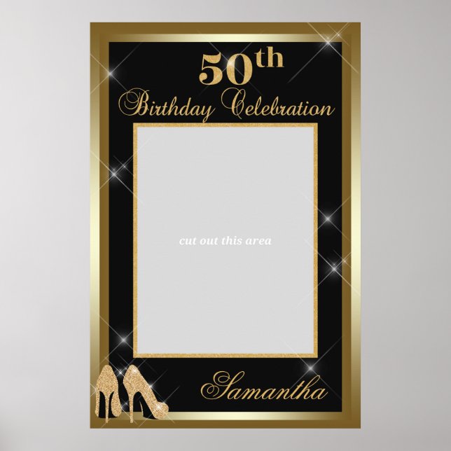 Poster Fotografia de 50º aniversário de salto alto Dourad (Frente)
