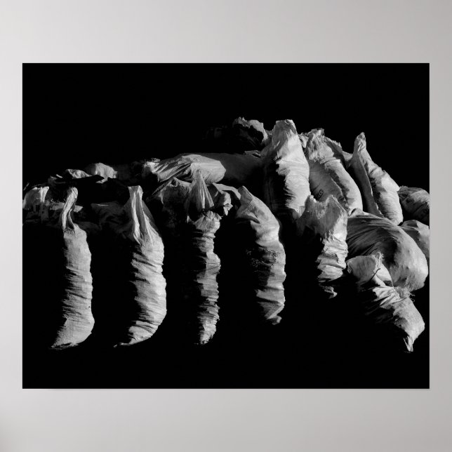 Póster Fotografia de abstrato com Sacks Brancos Pretos (Frente)