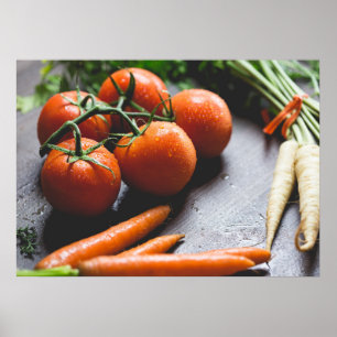 Poster Fotografia de Cenouras e Tomates