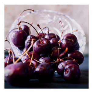 Póster Fotografia de Cerejas Vermelhas Frescas