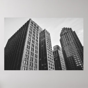 POSTER FOTOGRAFIA DE GRAYSCALE BAIXA DO EDIFÍCIO DE ALTO 