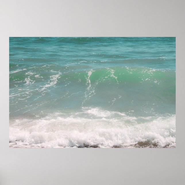 Póster Fotografia de praia azul-verde por ondas pacíficas (Frente)