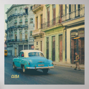 Poster Fotografia de Rua de Carro Clássico Antigo Havana