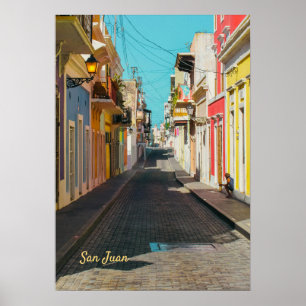 Poster Fotografia de Rua Empedrada do Velho San Juan