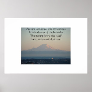Póster Fotografia do Monte Rainier com um poema