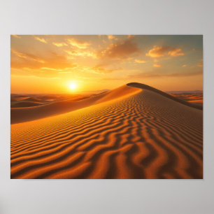 Poster Fotografia do pôr do sol nas dunas de areia do des