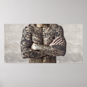 Póster Fotografia do tatuagem do corpo masculino