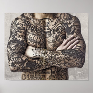 Póster Fotografia do tatuagem do corpo masculino