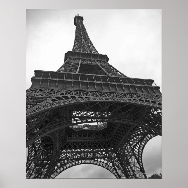 Poster Fotografia em preto e branco da Torre Eiffel (Frente)