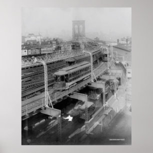 Póster Fotografia Ferroviária da Ponte Vintage Brooklyn (