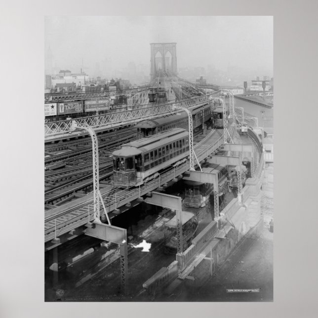 Póster Fotografia Ferroviária da Ponte Vintage Brooklyn ( (Frente)