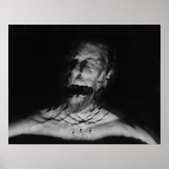 Poster Fotografia gritar a preto e branco (Frente)