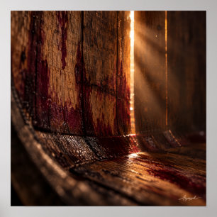 Poster Fotografia Macro de Luz de Barril de Vinho de Carv