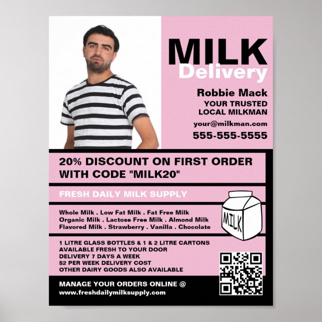 Poster Fotografia Personalizada, Milkman/Mulher (Frente)