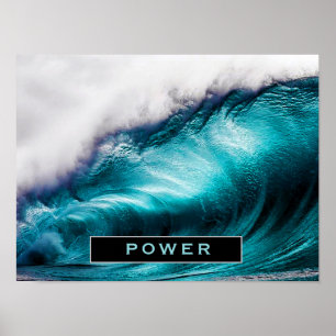 Poster Fotografia Power Inspirational Word Onda Oceânica