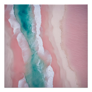 Póster Fotografia Praia Estética Sunset Neutral Rosa