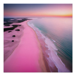 Póster Fotografia Praia Estética Sunset Neutral Rosa