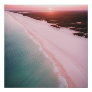 Póster Fotografia Praia Estética Sunset Neutral Rosa