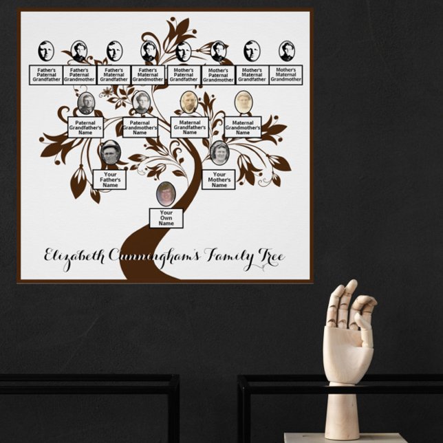 Póster Fotos da Árvore Floral Castanho Silhouette Family (Criador carregado)