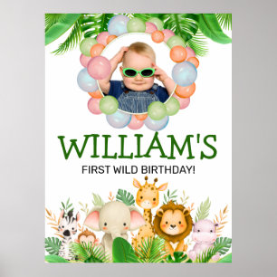 Poster FOTOS de animais do Safari para aniversário de Wil