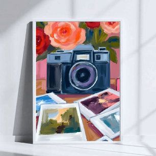 Poster Fotos de Câmera Retro Pintura em Aquarela Nostálgi