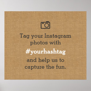 Poster Fotos de Casamento Russo Hashtag Burlap