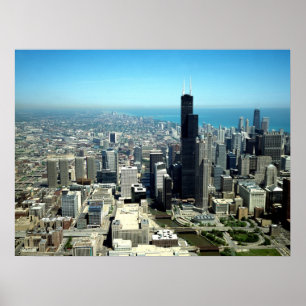 Poster Fotos de Chicago: Skyline da vista aérea