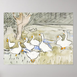 Poster Fotos de Pato Bonito Desenhado à Mão Fotos de Pa