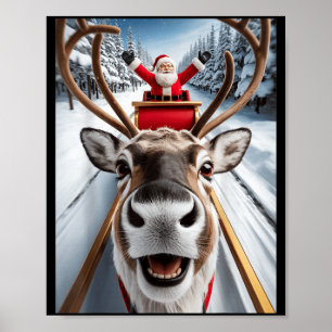 Poster Fotos De Renas De Natal Com O Papai Noel Roupas De