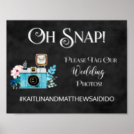 Póster Fotos de Sinal de Casamento de Lousa Hashtag