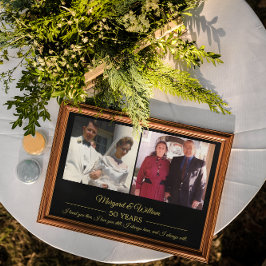 Poster Fotos do Agora e do Outrora Texto Dourado Aniversá