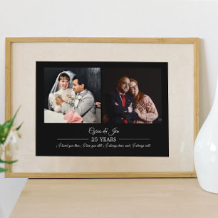 Poster Fotos do Agora e do Outrora Texto Prata Aniversári