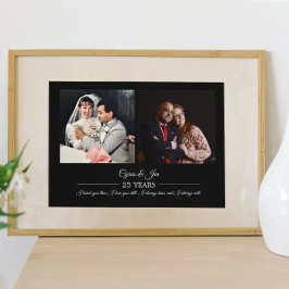 Poster Fotos do Agora e Então Texto Prata Aniversário Fot