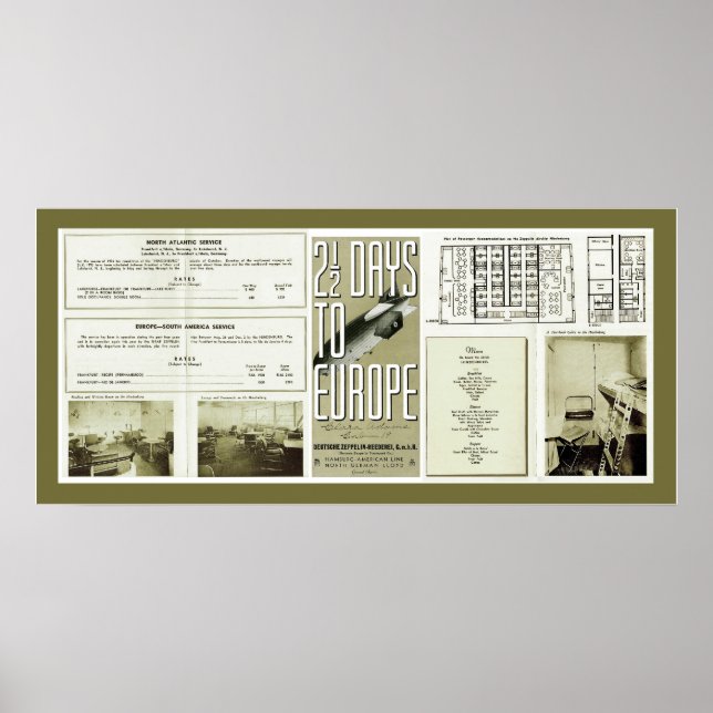 Póster Fotos do Vintage do Brochure Hindenburg (Frente)
