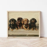 Poster Four Dachshund Puppies | Carl Reichert<br><div class="desc">Four Dachshund Puppies | Carl Reichert’s Four Dachshund Puppies is an enchanting painting that captures the innocence and charm of four small dachshund puppies. Rendered in neutral earth tones, the artwork highlights their soft fur and expressive faces, showcasing Reichert’s exceptional skill in creating lifelike animal portraits. The harmonious composition and...</div>