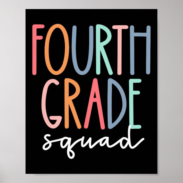 Poster Fourth Grade Squad 4th Teacher Crew Byck To School (Frente)