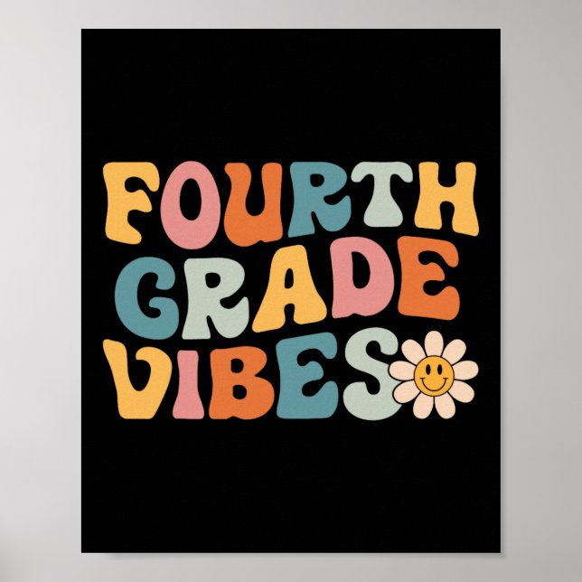 Poster Fourth Grade Vibes - 4th Grade Team Retro 1st Day  (Frente)