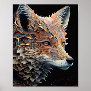 Poster Fox Animal Retrait Nature Willife Painting