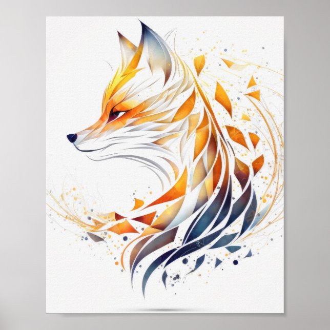 Poster Fox Animal Retrait Nature Willife Painting (Frente)