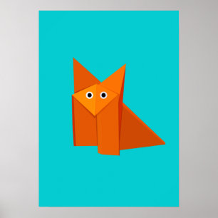 Póster Fox bonito brilhante de Origami