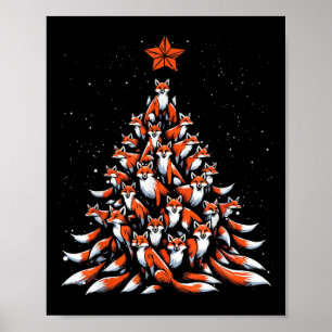 Poster Fox Christmas Tree Fox Xmas Tree Women &amp; Boys