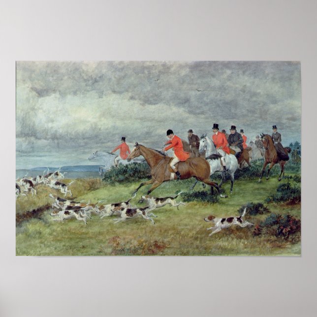 Poster Fox Hunting em Surrey, século XIX (Frente)