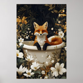 Poster Fox In Bathtub Poster, Funny Animal Poster, Fox