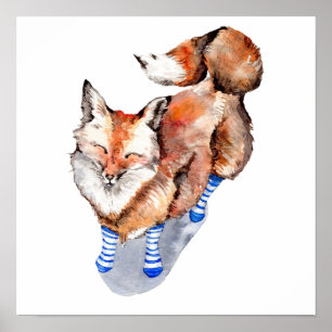 Poster Fox in Socks