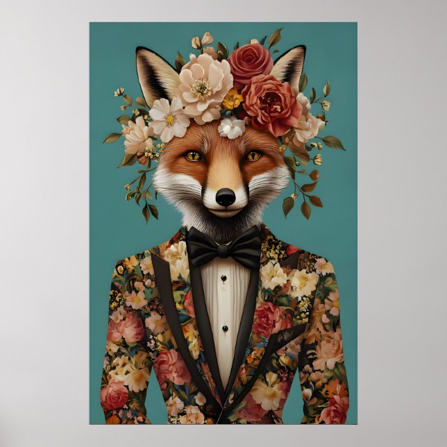 Poster Fox In Suit Poster, Fox Portrait, Fox Oil (Frente)