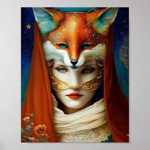 Poster Fox Mulher Surreal Fantasy Art