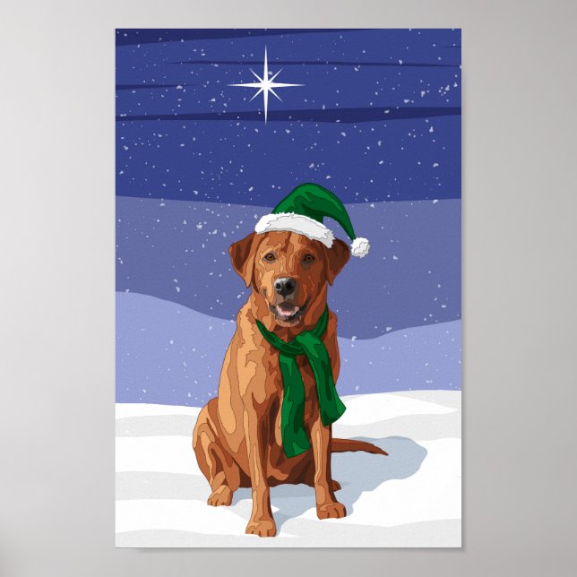 Poster Fox Red Labrador - Cão de Natal do Retriever (Frente)